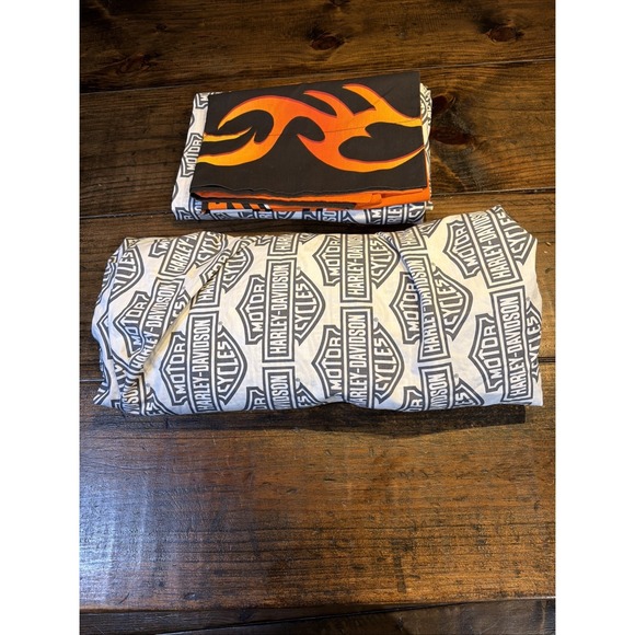 Harley Davidson Twin Sheet Set Flat/ Fitted Flames Logo Motorcycle Bedding - Picture 12 of 12